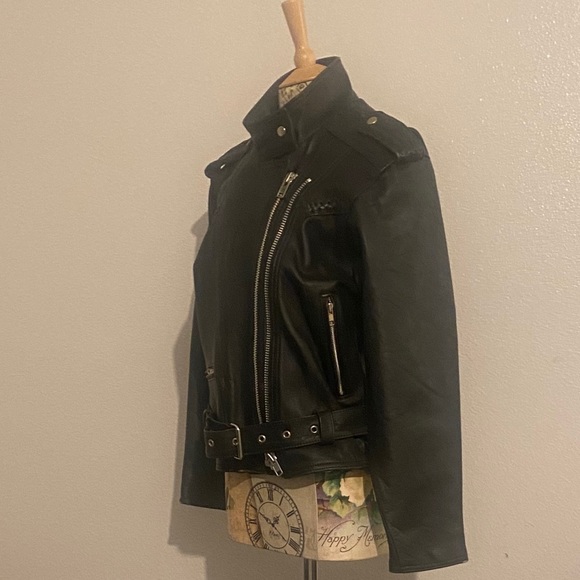 Black Leather Jacket Sz 10 - Picture 10 of 13